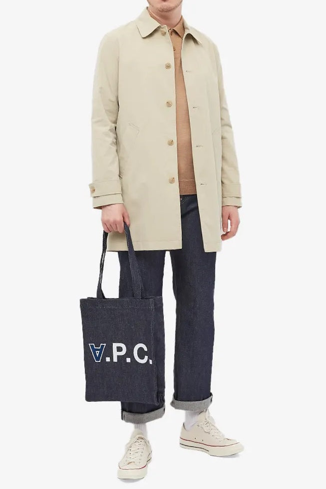 A.P.C. LAURE 2.0 logo denim tote bag