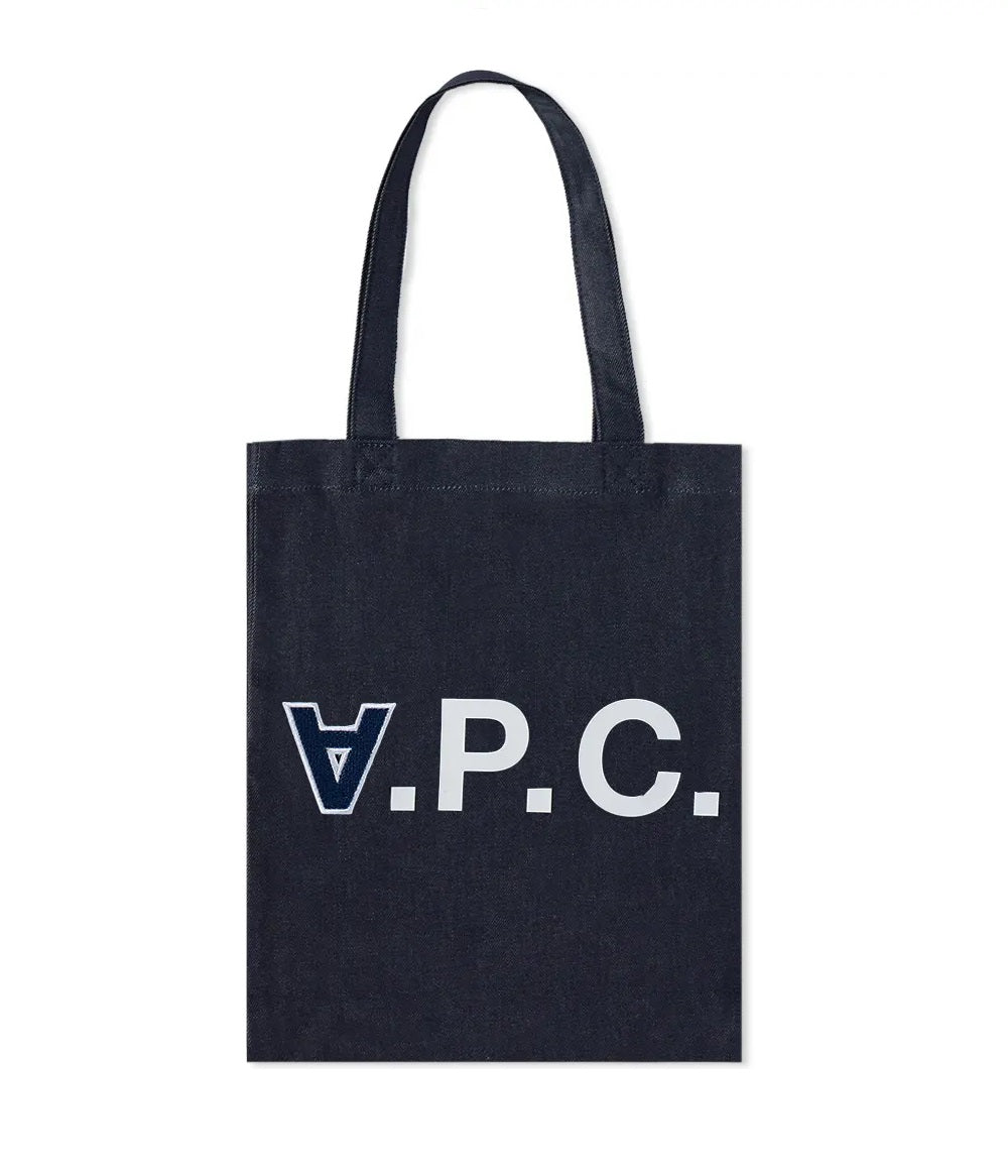 A.P.C. LAURE 2.0 logo denim tote bag