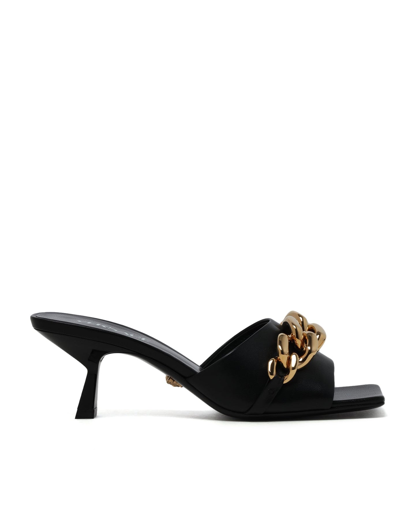 VERSACE Chain nappa leather mules