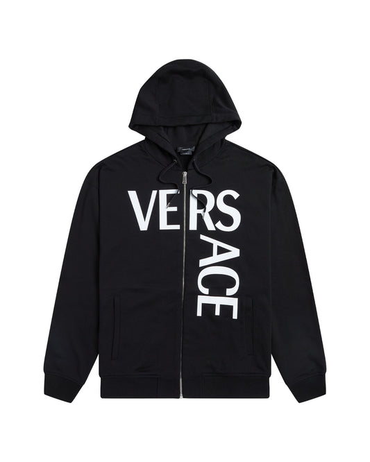 VERSACE Logo print zip up hoodie