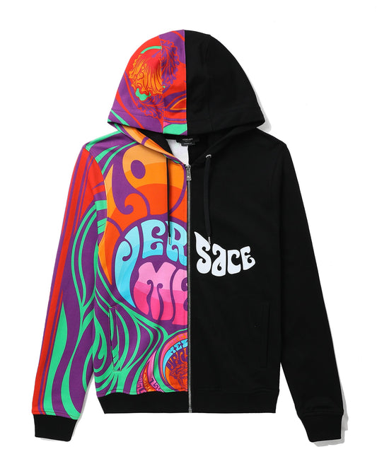 VERSACE Patched zip up hoodie