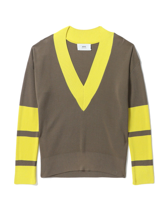 AMI Bi-color V-neck sweater