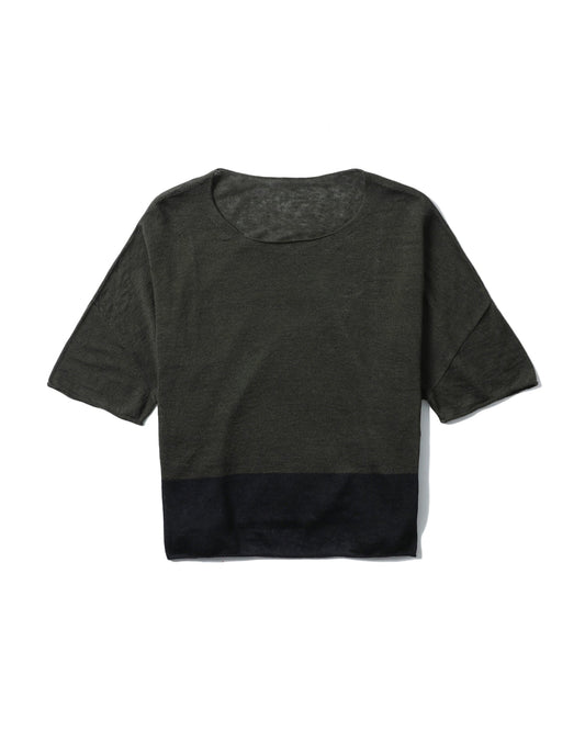 Y'S Cropped knit crew neck