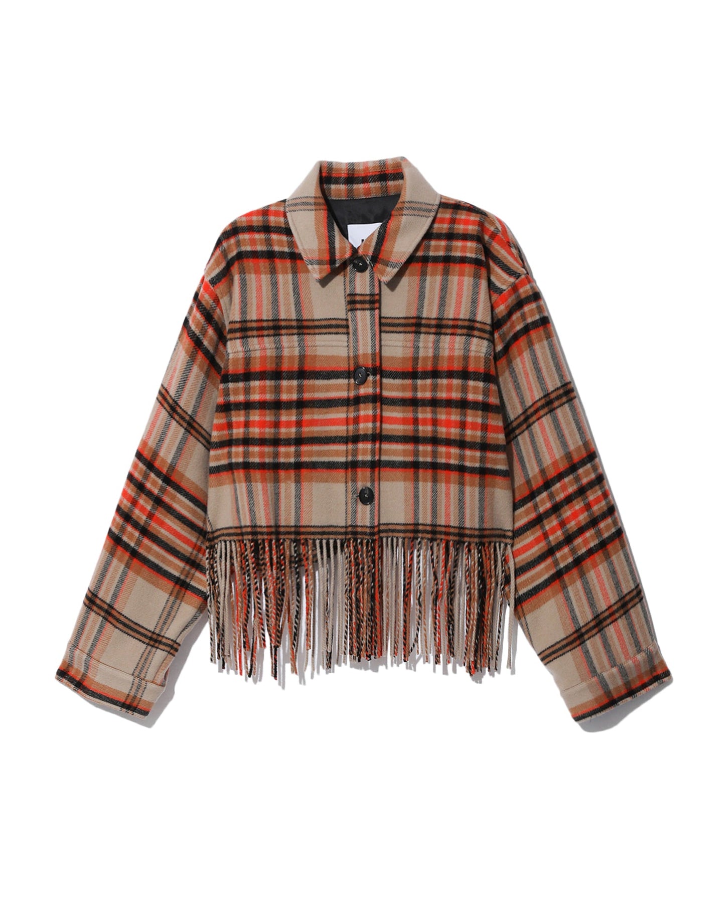 MSGM Fringed plaid shirt