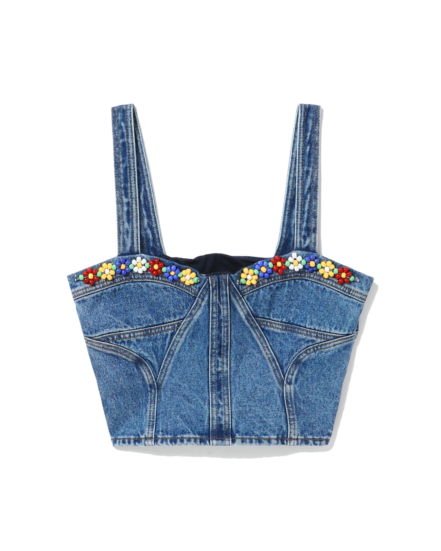 MSGM Embellished denim corset top