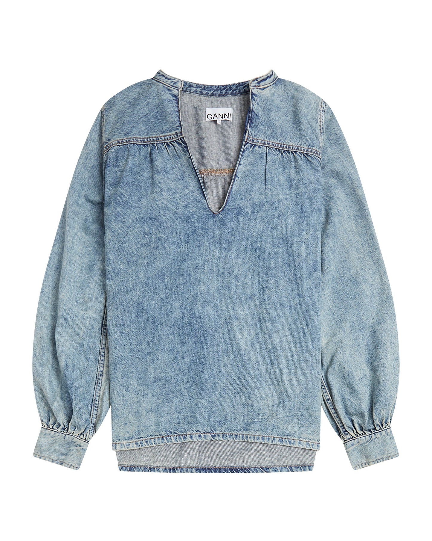 GANNI Light tint denim blouse