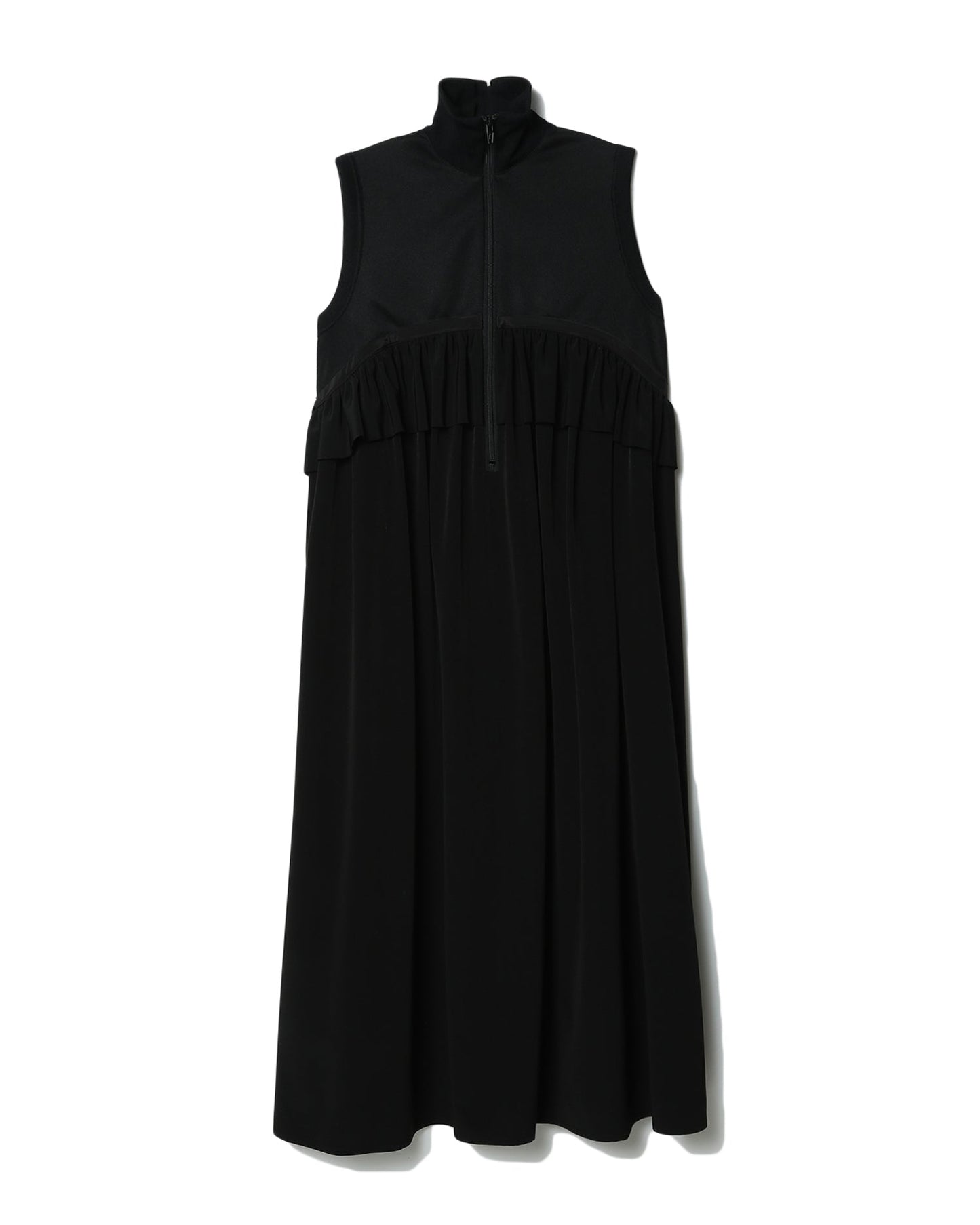 Y'S Polyester ruffle sleeveless dress