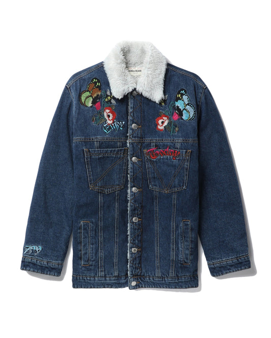 ZADIG & VOLTAIRE faux fur trimmed denim jacket